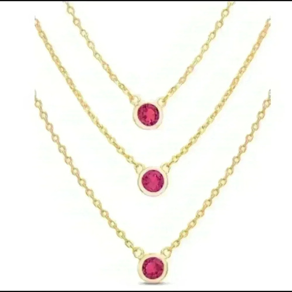 Belk Silverworks triple layer Necklace with gem - Picture 2 of 2